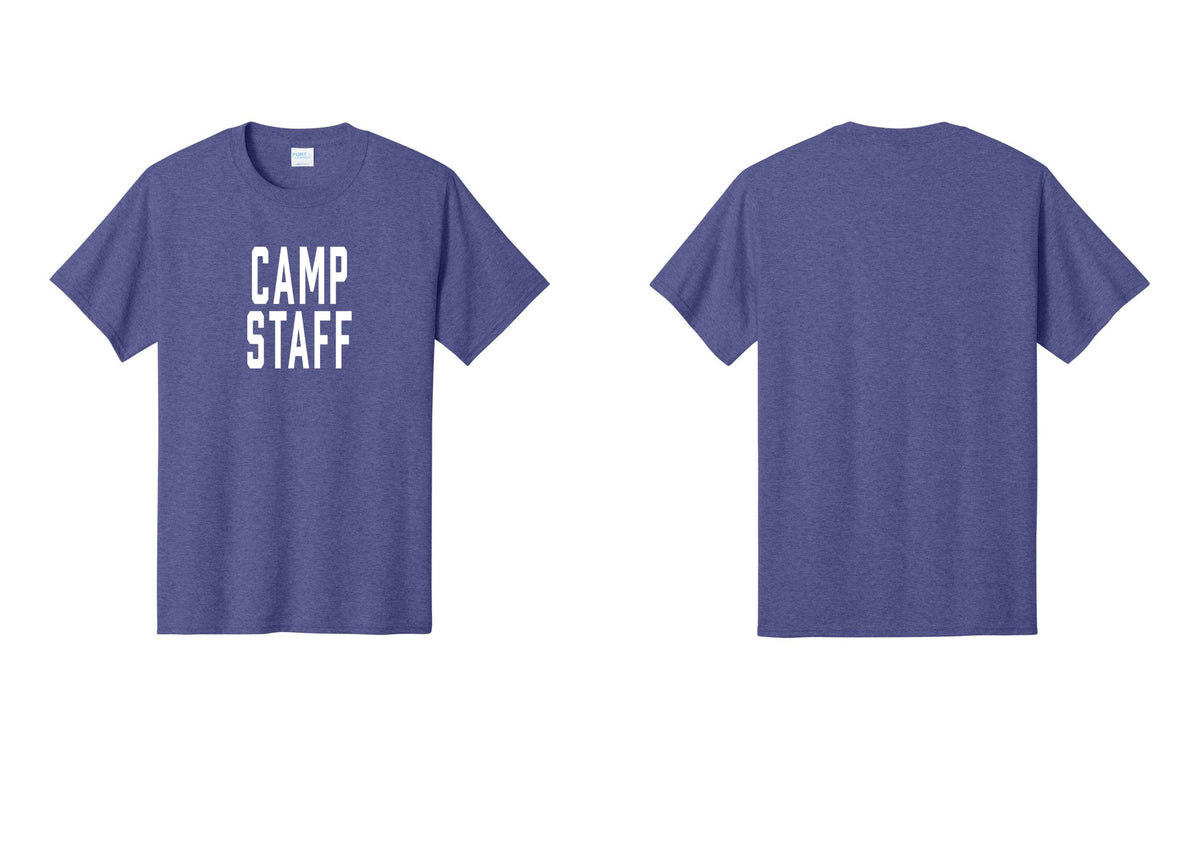 NYC Factory Camp Staff T-Shirt, Condensed Lettering - Front Only - Heather Purple