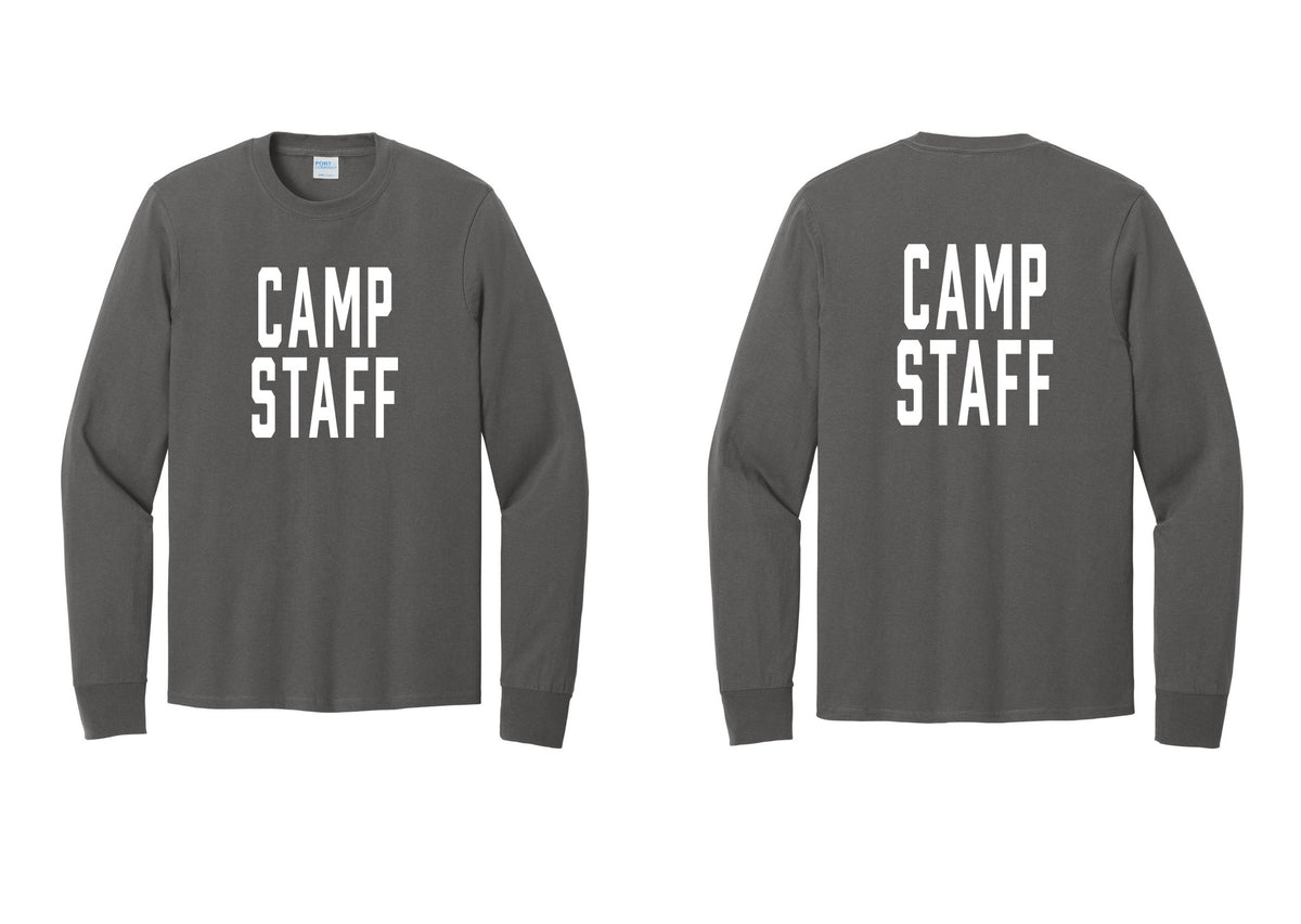 NYC Factory Camp Staff Cotton Long Sleeve T-Shirt (Classic) - Front + Back - Charcoal