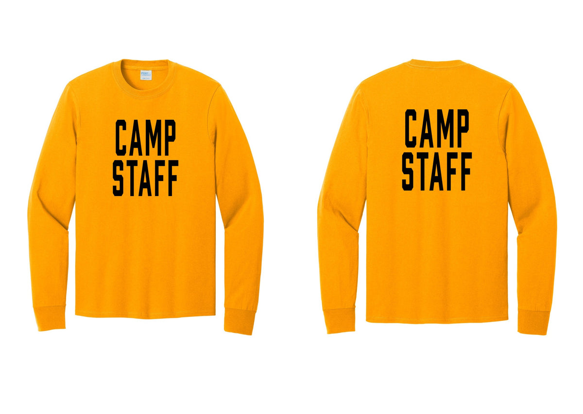 NYC Factory Camp Staff Cotton Long Sleeve T-Shirt (Classic) - Front + Back - Gold