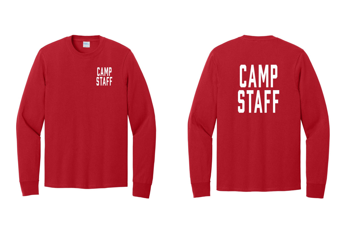 NYC Factory Camp Staff Cotton Long Sleeve T-Shirt (Classic) - Chest + Back - Red