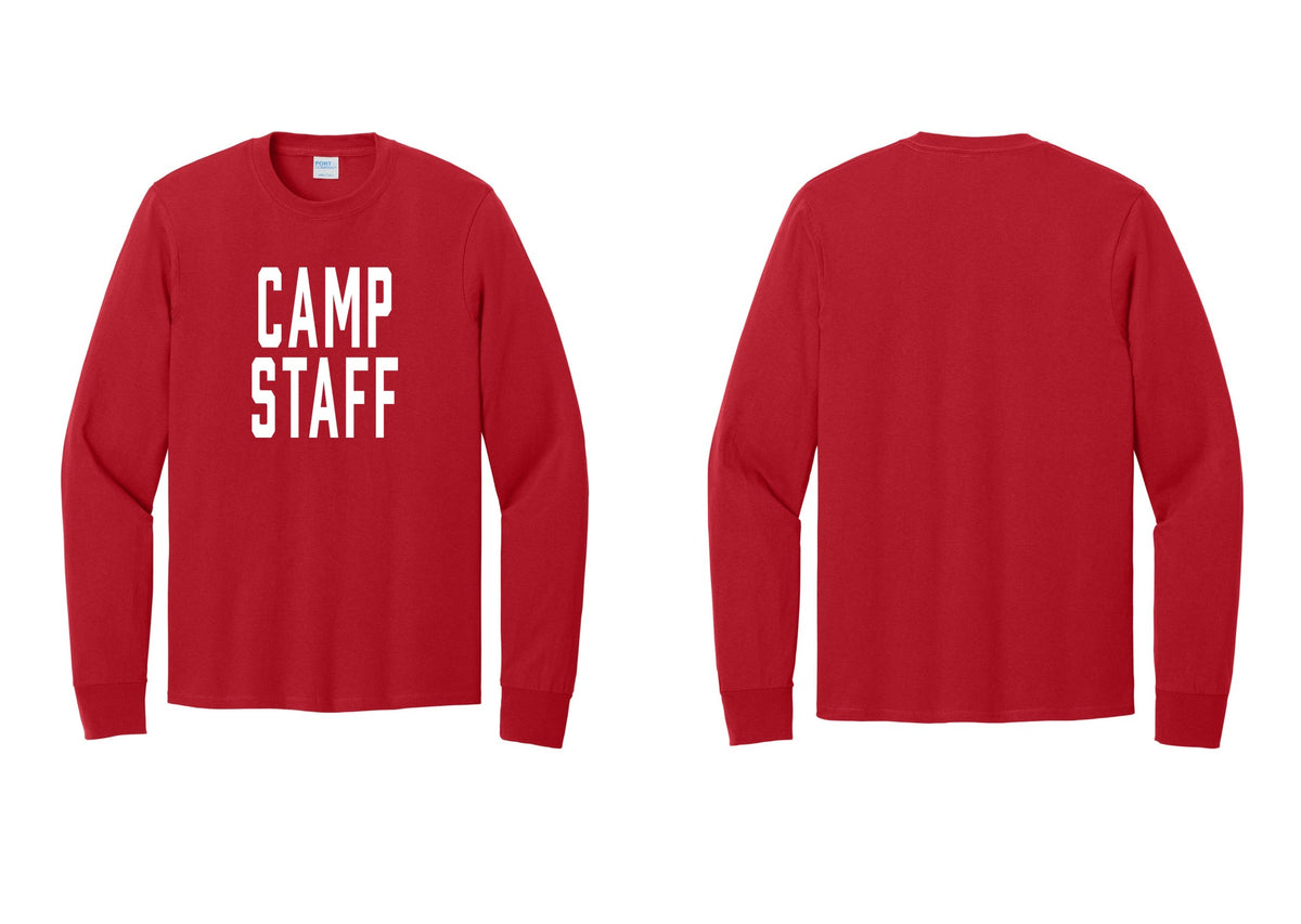 NYC Factory Camp Staff Cotton Long Sleeve T-Shirt (Classic) - Front Only - Red