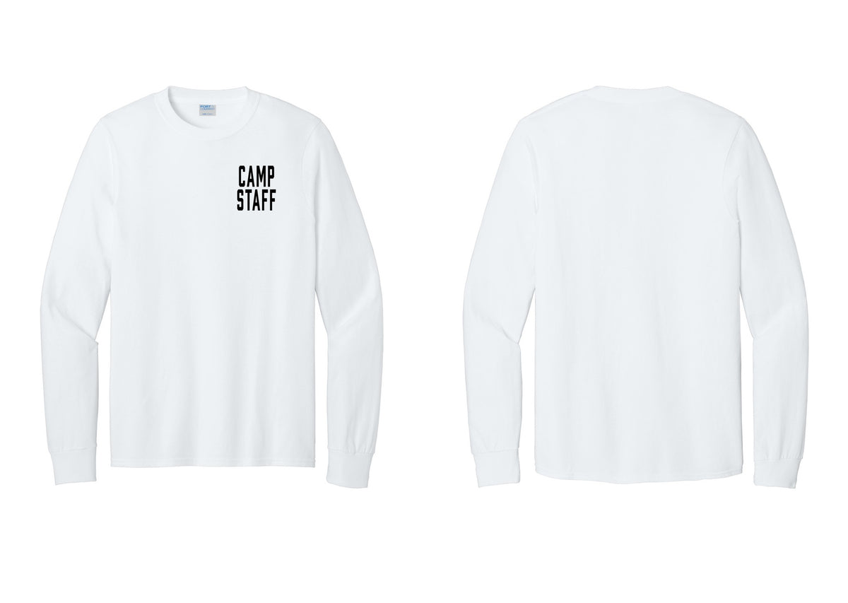 NYC Factory Camp Staff Cotton Long Sleeve T-Shirt (Classic) - Chest Only - White