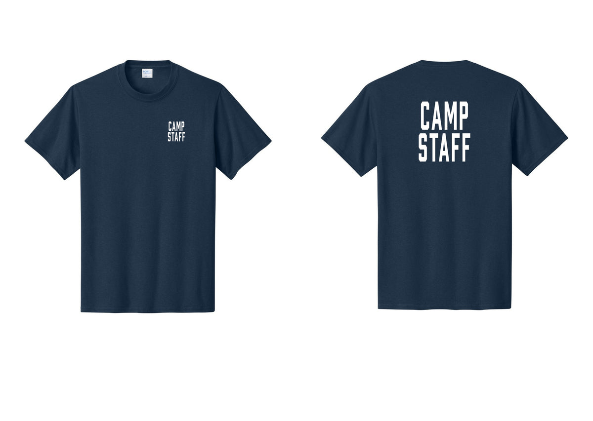 NYC Factory Camp Staff T-Shirt, Condensed Lettering - Chest + Back - Navy