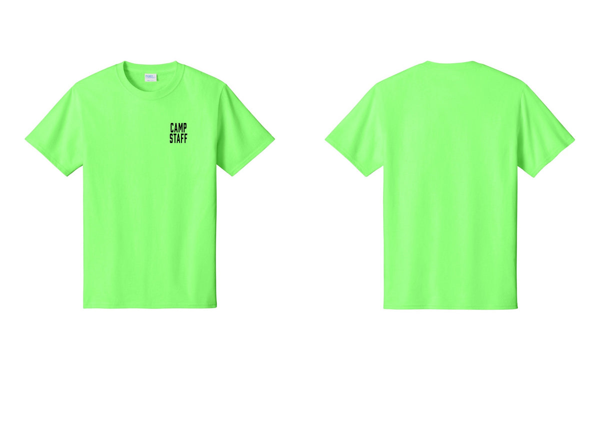 NYC Factory Camp Staff T-Shirt, Condensed Lettering - Chest Only - Neon Green