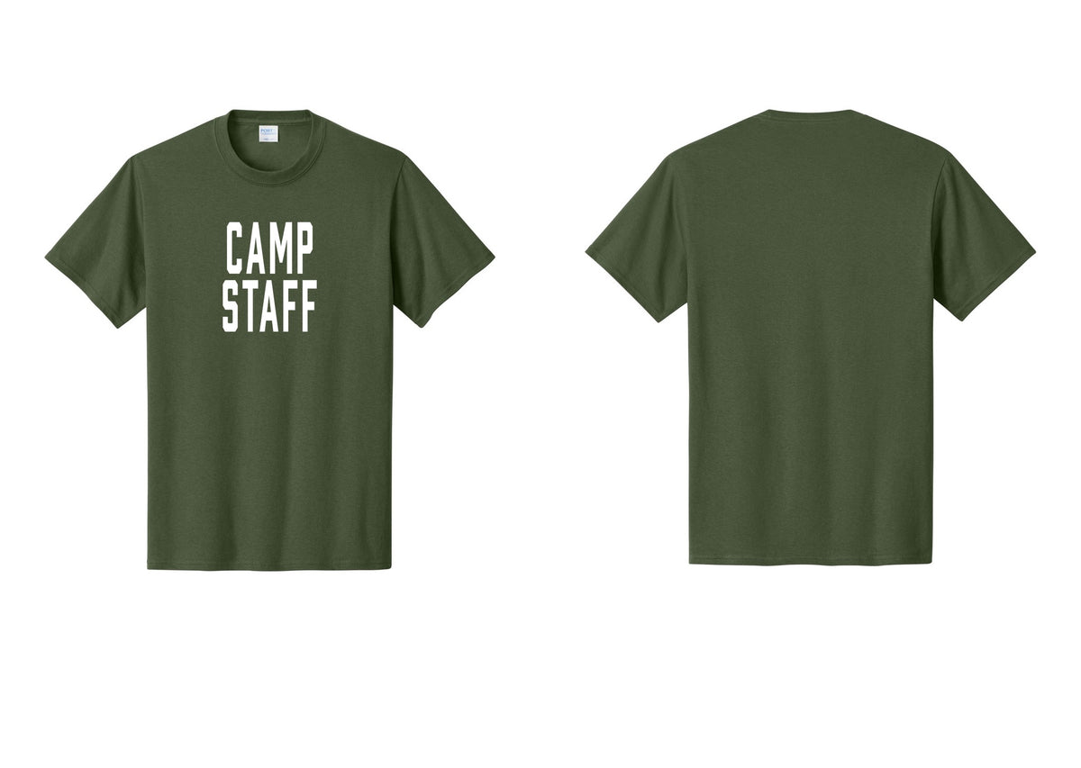 NYC Factory Camp Staff T-Shirt, Condensed Lettering - Front Only - Olive