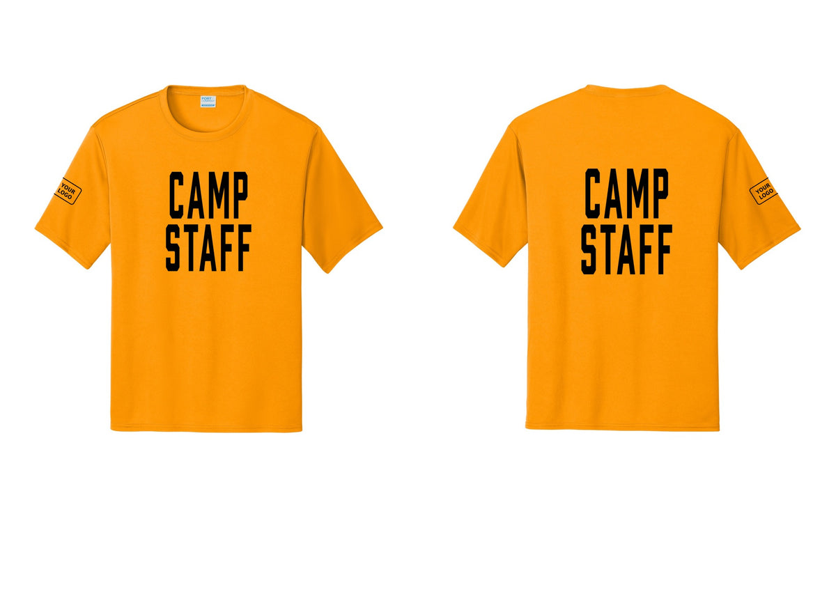 NYC Factory Custom Logo Camp Staff Performance T-Shirt (Classic) - Front + Back + Your Logo Sleeve - Gold