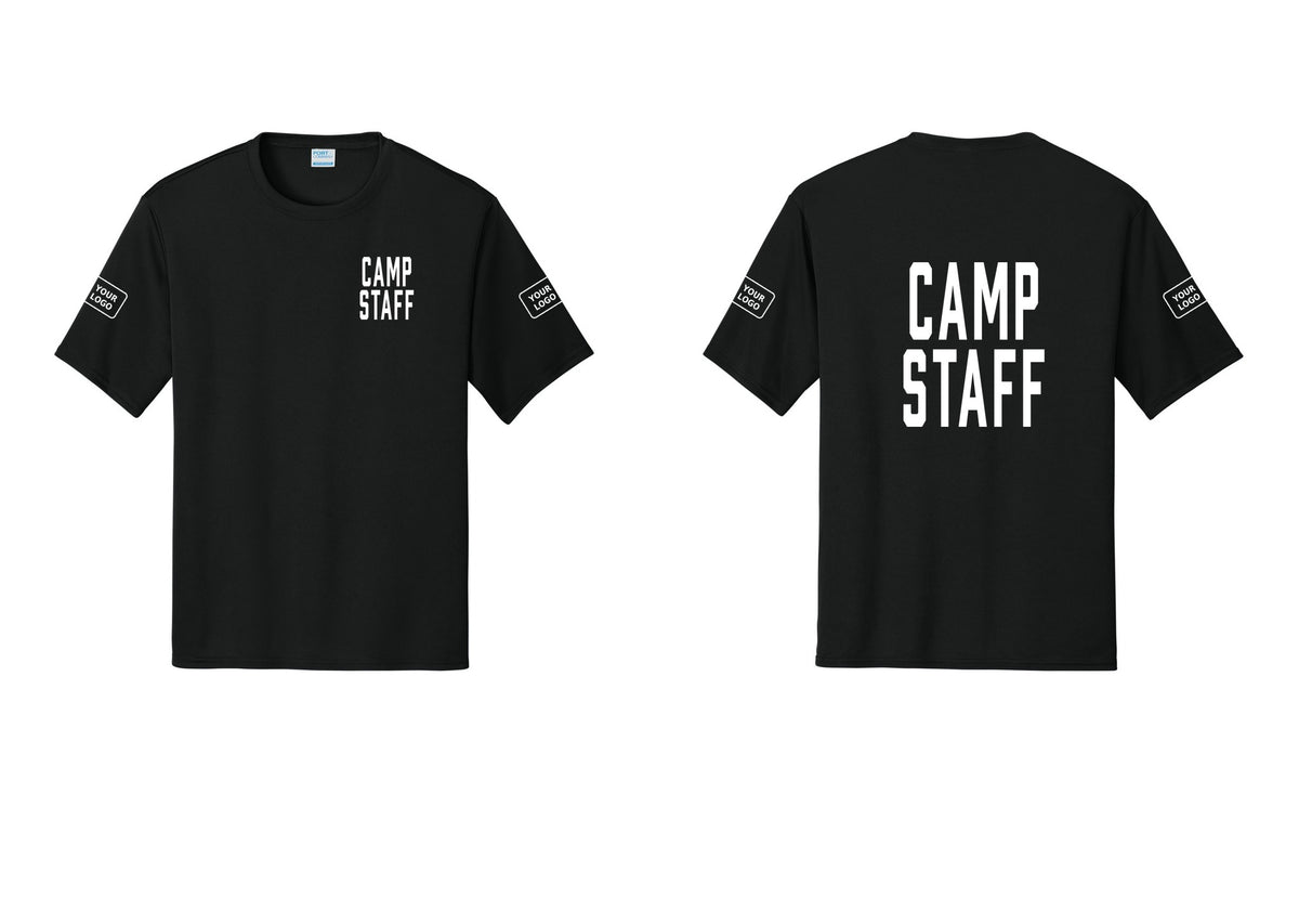 NYC Factory Custom Logo Camp Staff Performance T-Shirt (Classic) - Chest + Back + Your Logo Sleeves - Black