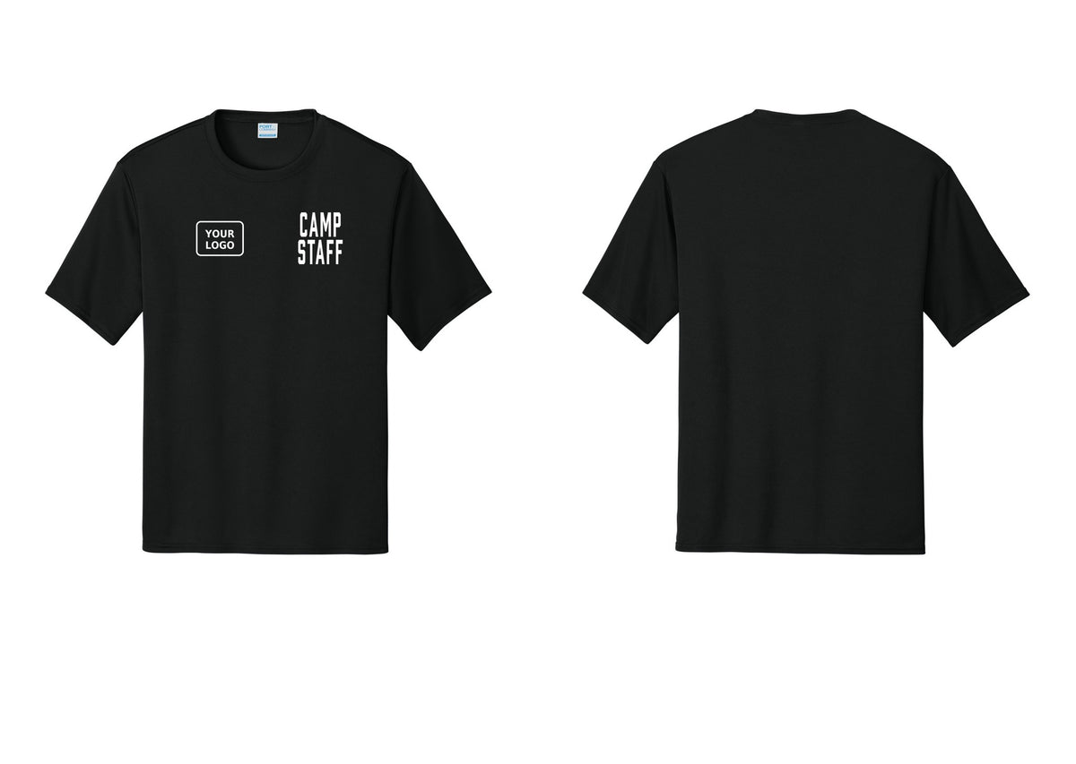 NYC Factory Custom Logo Camp Staff Performance T-Shirt (Classic) - CAMP STAFF + Your Logo - Black
