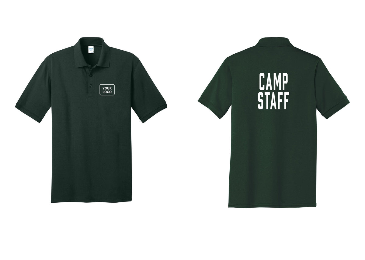 NYC Factory Custom Logo Camp Staff Polo Shirt (Classic) - Your Logo + Back - Dark Green