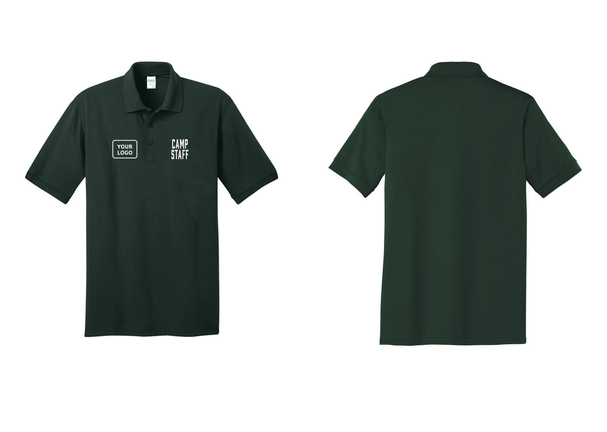 NYC Factory Custom Logo Camp Staff Polo Shirt (Classic) - CAMP STAFF + Your Logo - Dark Green