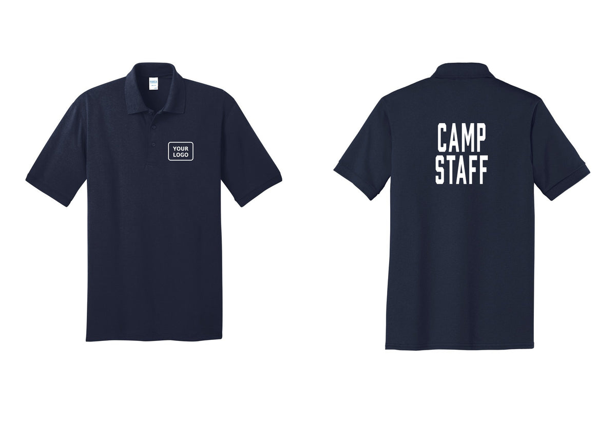 NYC Factory Custom Logo Camp Staff Polo Shirt (Classic) - Your Logo + Back - Navy