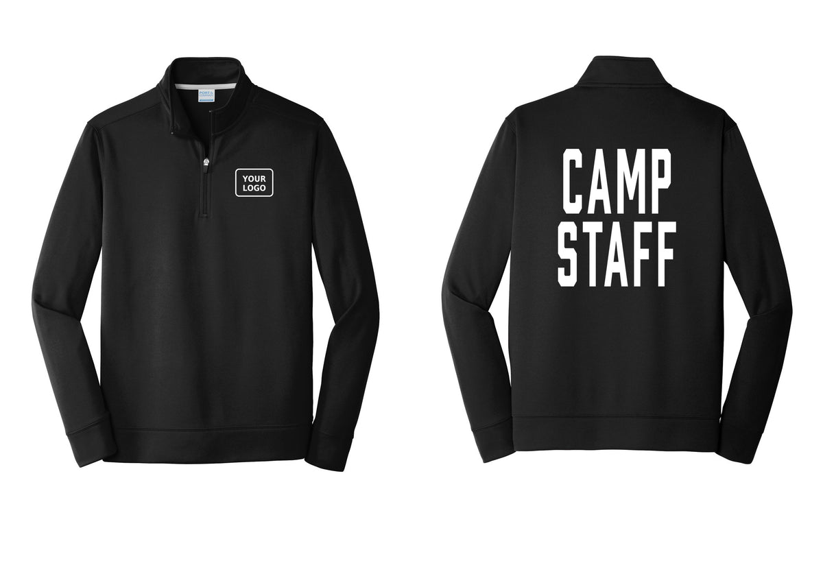 NYC Factory Custom Logo Camp Staff Performance Fleece 1/4-Zip Pullover Sweatshirt (Classic) - Your Logo + Back - Black