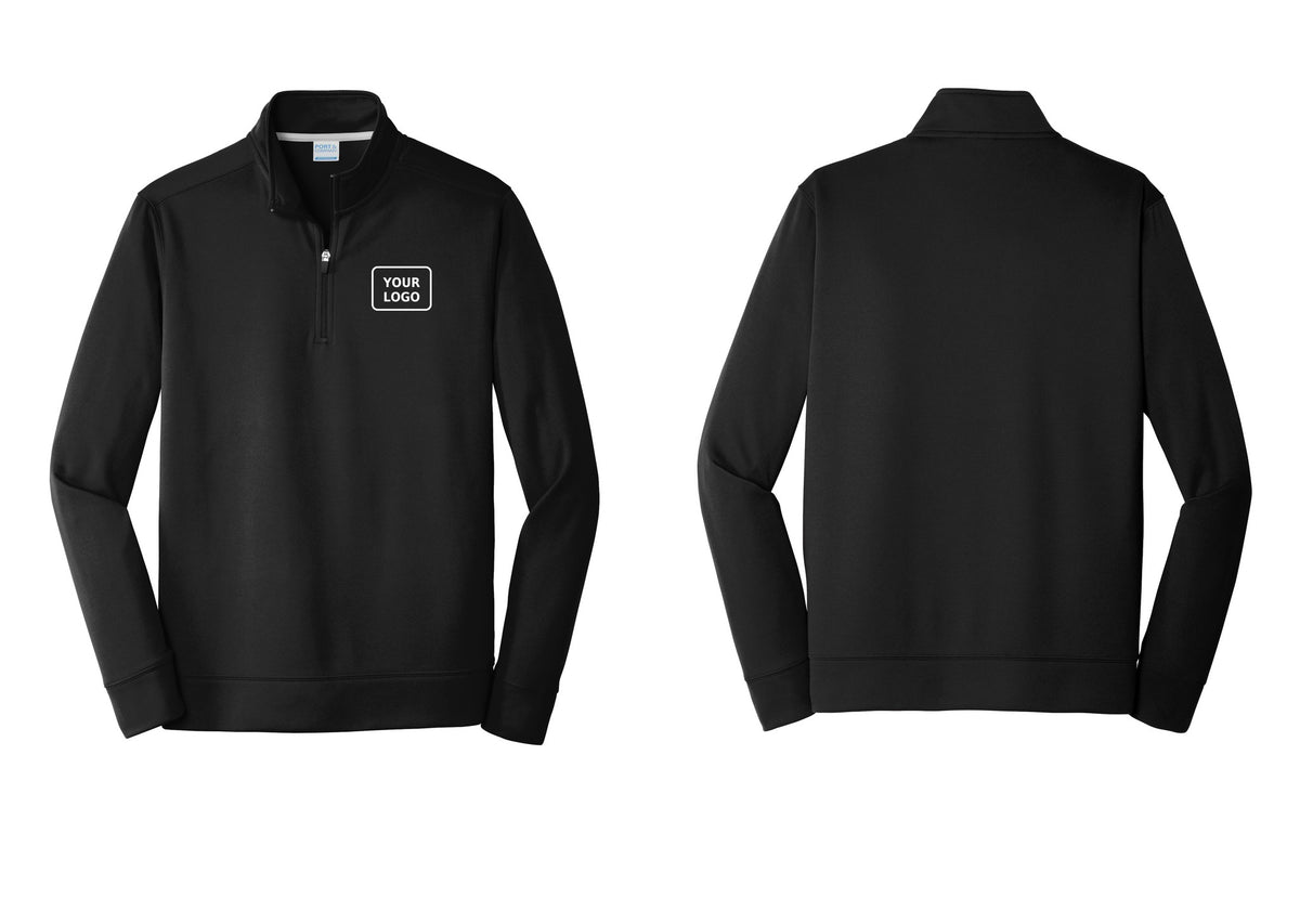NYC Factory Custom Logo Camp Staff Performance Fleece 1/4-Zip Pullover Sweatshirt (Classic) - Your Logo Only - Black