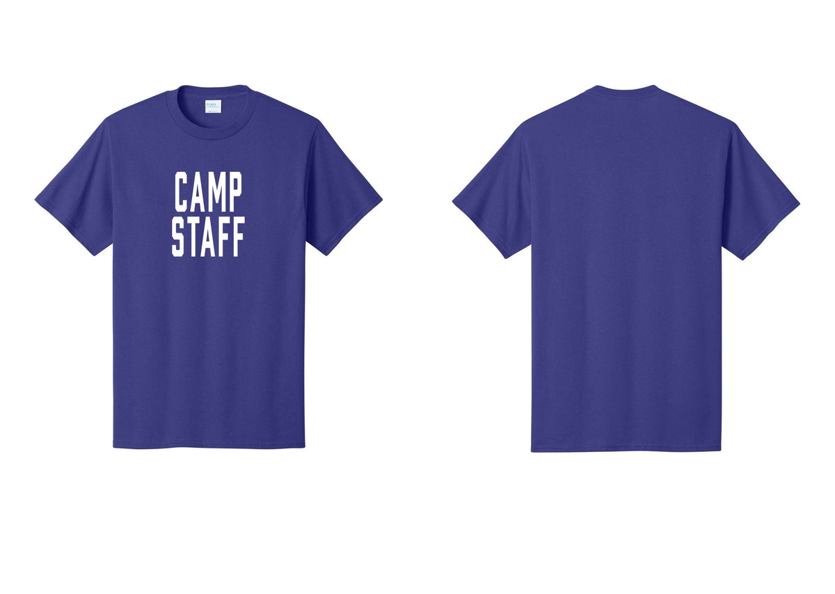 NYC Factory Camp Staff T-Shirt, Condensed Lettering - Front Only - Purple