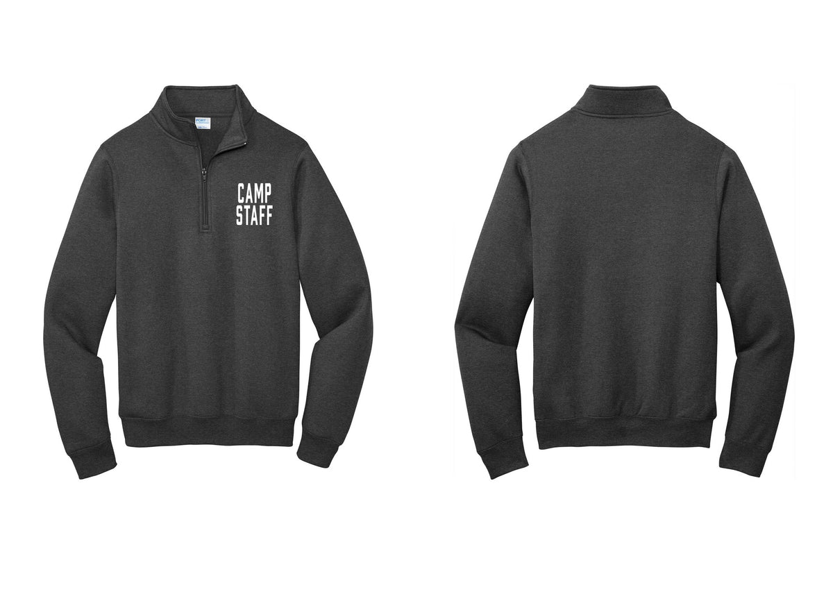 NYC Factory Camp Staff Cotton Fleece 1/4-Zip Pullover Sweatshirt (Classic) - Chest Only - Dark Heather Grey