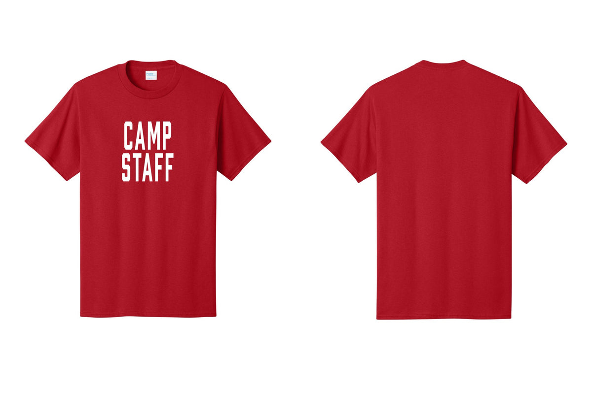 NYC Factory Camp Staff T-Shirt, Condensed Lettering - Front Only - Red