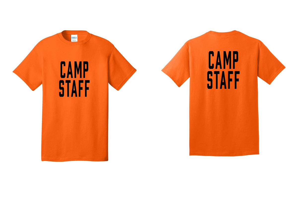 NYC Factory Unisex Camp Staff Classic T-Shirt - Front + Back - Safety Orange