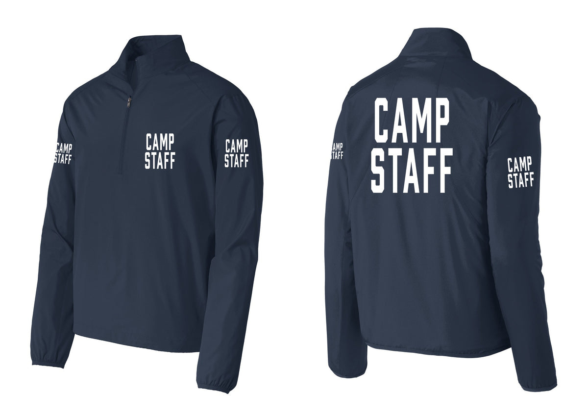 NYC Factory Camp Staff Windbreaker 1/2-Zip Pullover (Classic) - Chest + Back + Camp Staff Sleeves - Dress Blue Navy
