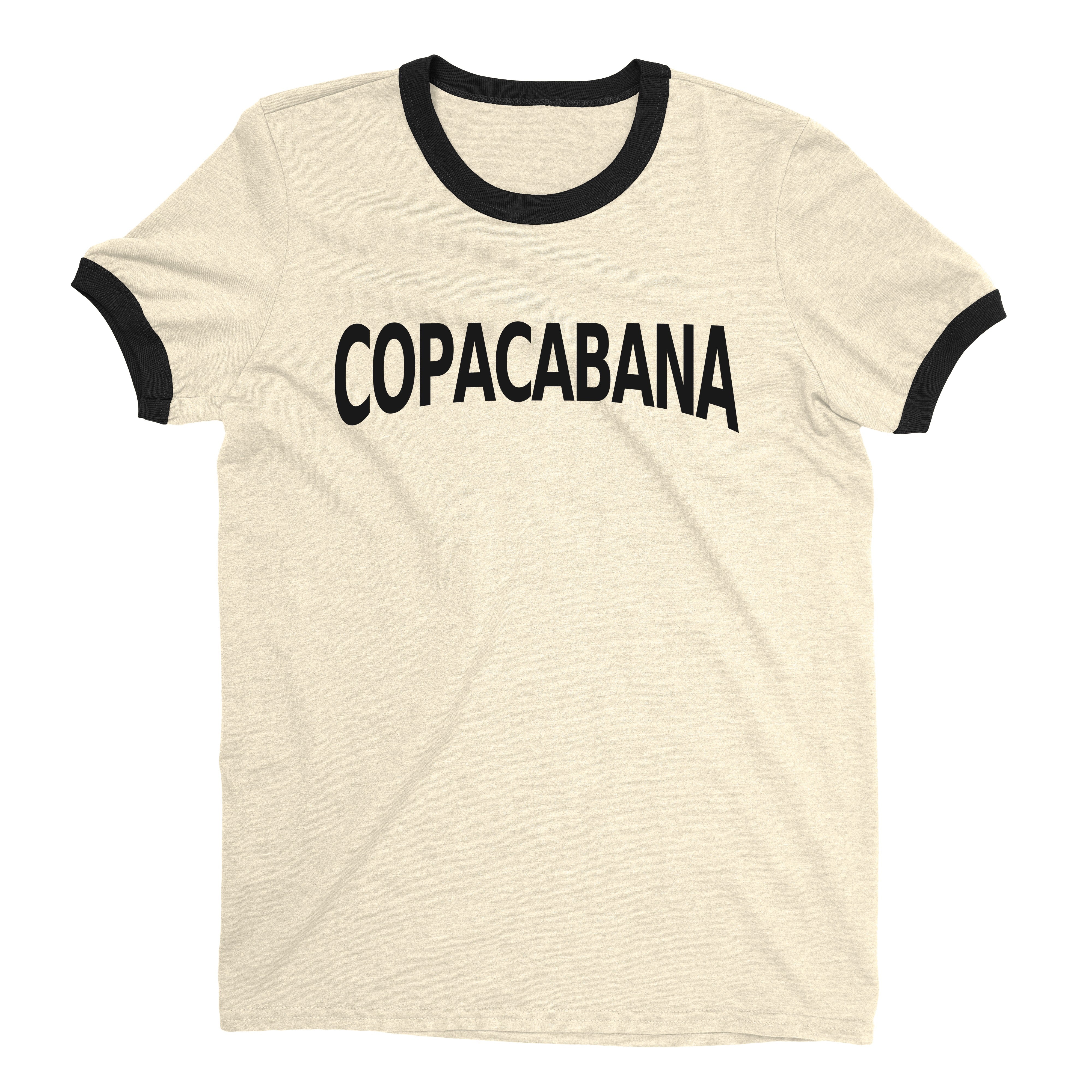 Copacabana Beach Ringer Tee Retro Style Men's T-Shirt - NYC Factory - Natural