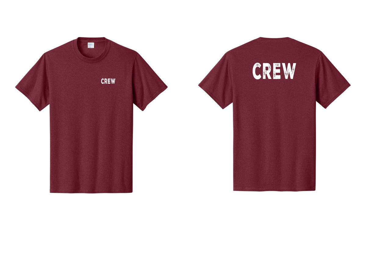 NYC Factory Crew T-Shirt for Event Staff & Production Teams (Rustic) - Chest + Back - Cardinal