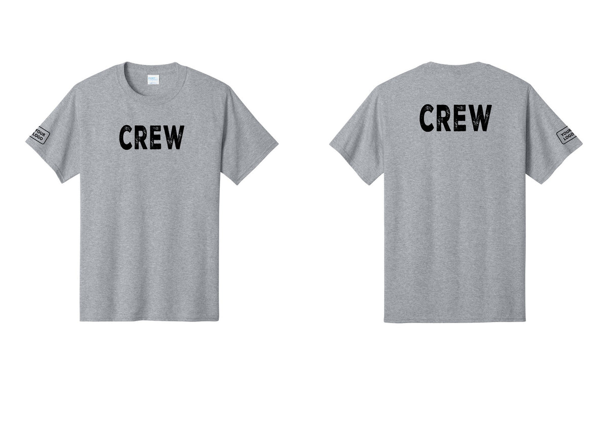 NYC Factory Custom Work Crew Uniform Tee with Your Logo (Rustic) - Front + Back + Your Logo Sleeve - Athletic Heather
