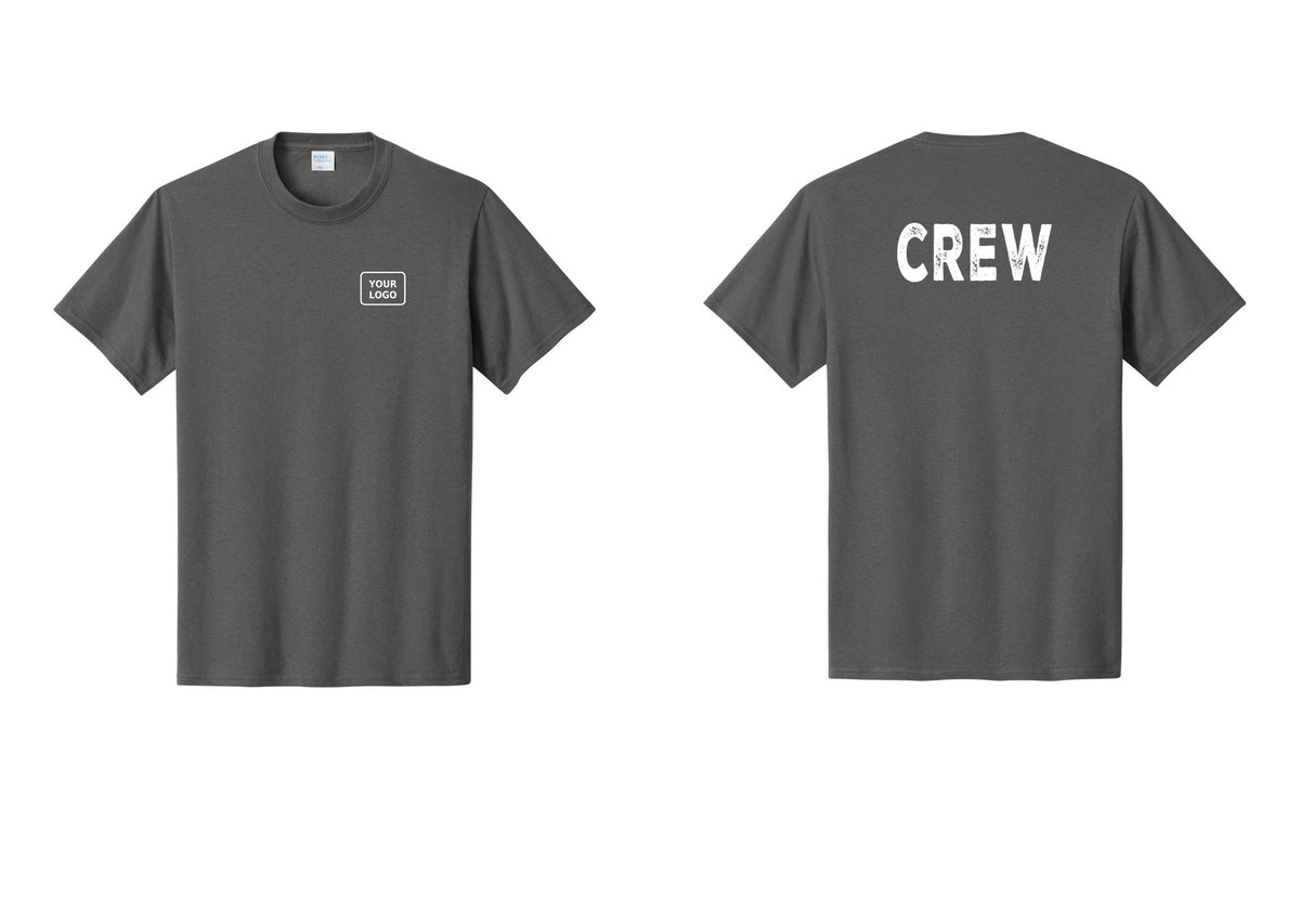 NYC Factory Custom Work Crew Uniform Tee with Your Logo (Rustic) - Your Logo + Back - Charcoal