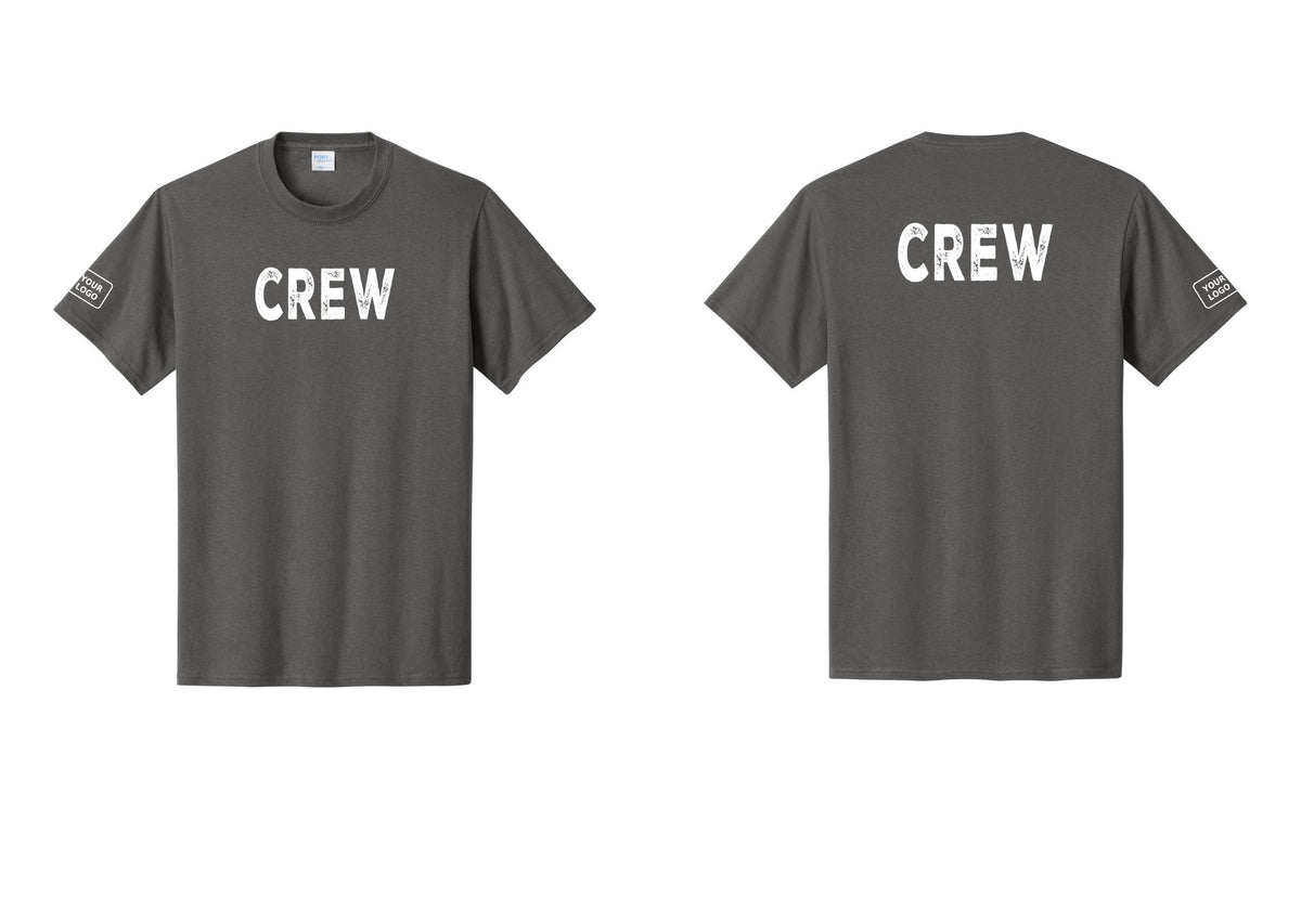 NYC Factory Custom Work Crew Uniform Tee with Your Logo (Rustic) - Front + Back + Your Logo Sleeve - Charcoal