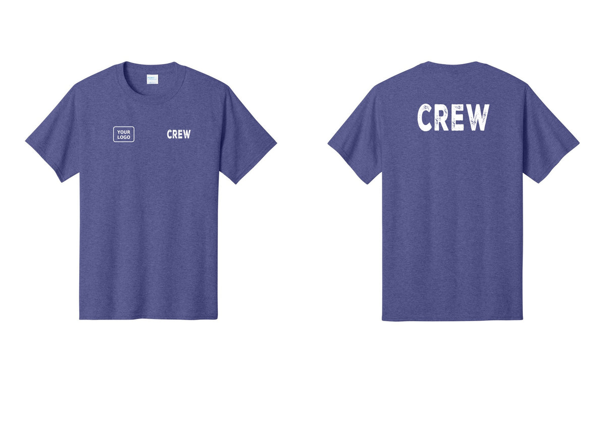 NYC Factory Custom Work Crew Uniform Tee with Your Logo (Rustic) - CREW + Your Logo + Back - Heather Purple