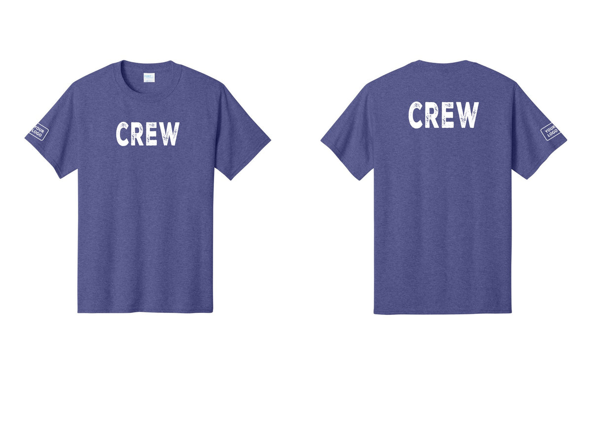 NYC Factory Custom Work Crew Uniform Tee with Your Logo (Rustic) - Front + Back + Your Logo Sleeve - Heather Purple