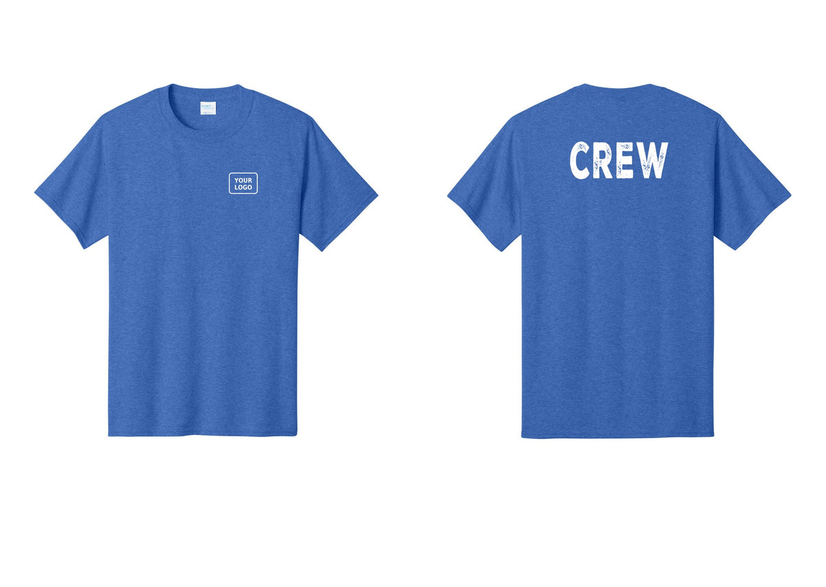 NYC Factory Custom Work Crew Uniform Tee with Your Logo (Rustic) - Your Logo + Back - Heather Royal