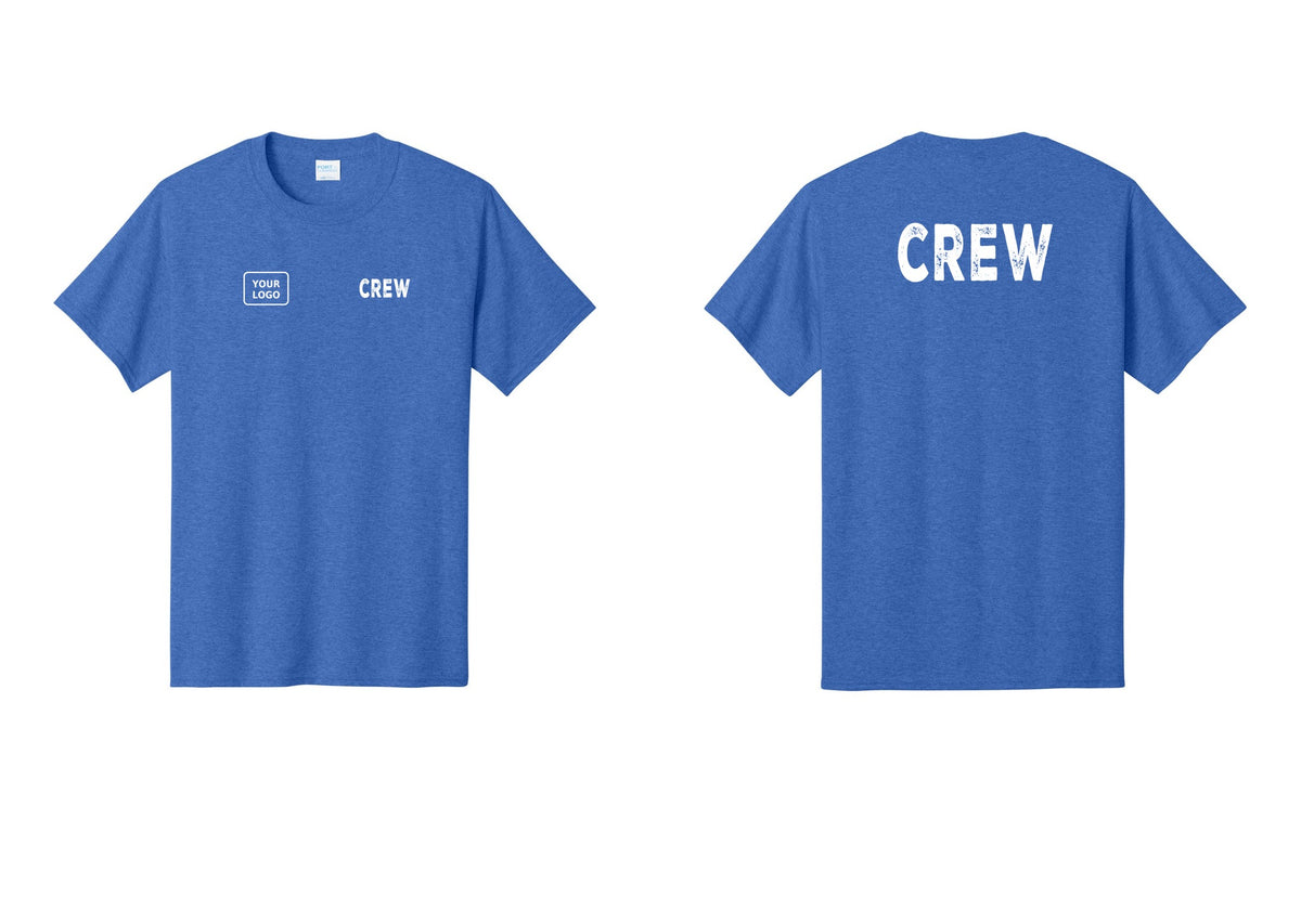 NYC Factory Custom Work Crew Uniform Tee with Your Logo (Rustic) - CREW + Your Logo + Back - Heather Royal