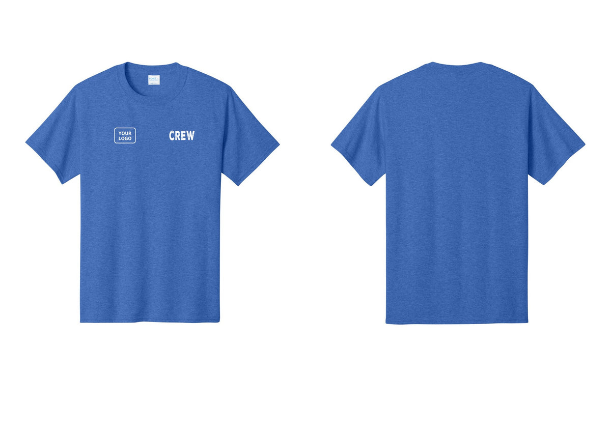 NYC Factory Custom Logo Crew T-Shirt, Rustic Lettering - CREW + Your Logo - Heather Royal