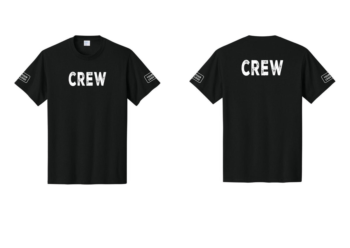 NYC Factory Custom Work Crew Uniform Tee with Your Logo (Rustic) - Front + Back + Your Logo Sleeves - Black