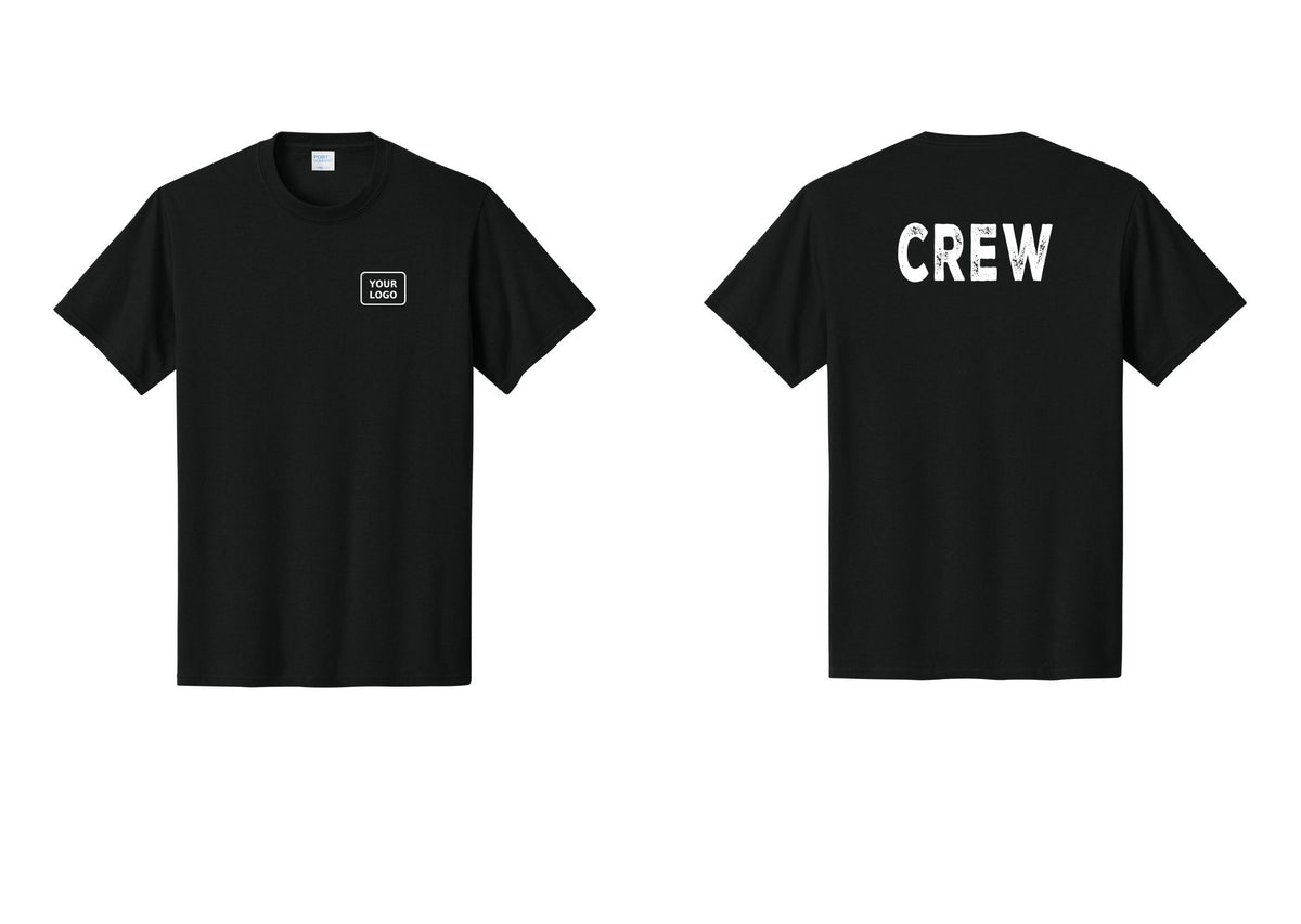 NYC Factory Custom Work Crew Uniform Tee with Your Logo (Rustic) - Your Logo + Back - Black