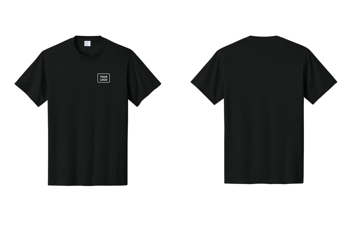 NYC Factory Custom Logo Crew T-Shirt, Rustic Lettering - Your Logo Only - Black