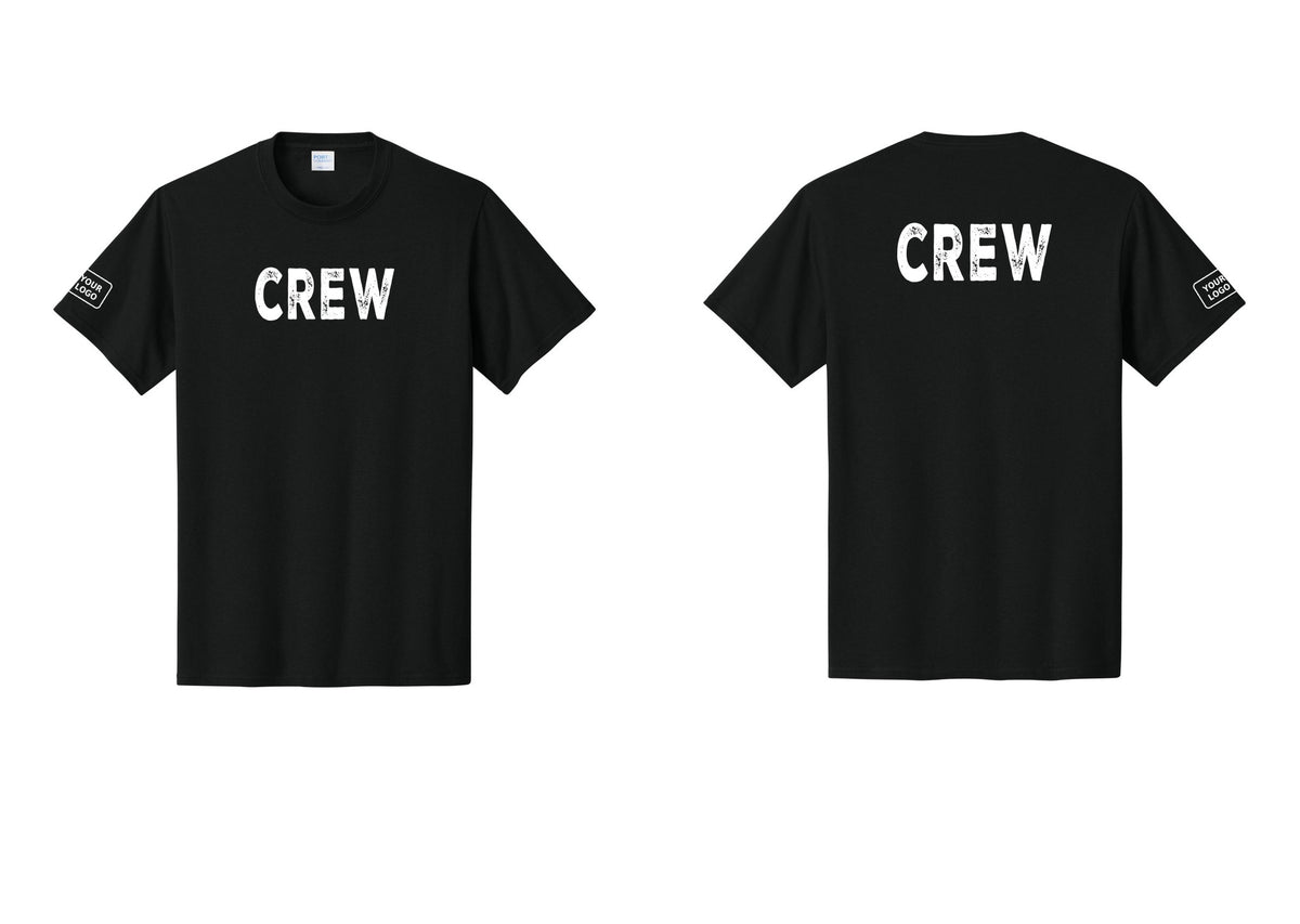 NYC Factory Custom Work Crew Uniform Tee with Your Logo (Rustic) - Front + Back + Your Logo Sleeve - Black