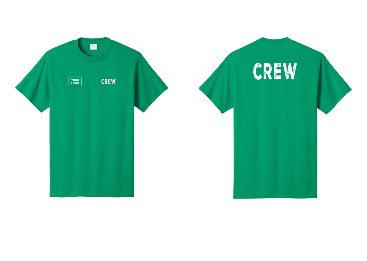 NYC Factory Custom Work Crew Uniform Tee with Your Logo (Rustic) - CREW + Your Logo + Back - Kelly