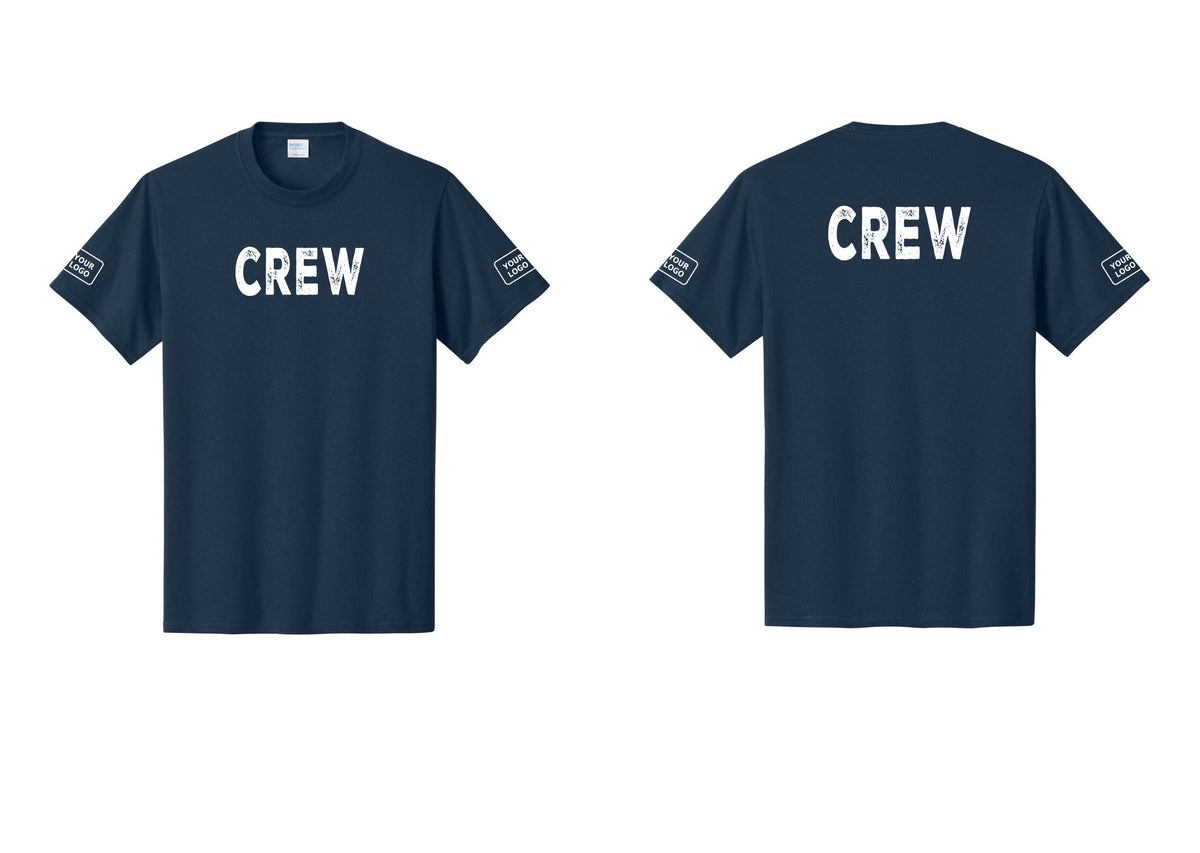 NYC Factory Custom Work Crew Uniform Tee with Your Logo (Rustic) - Front + Back + Your Logo Sleeves - Navy