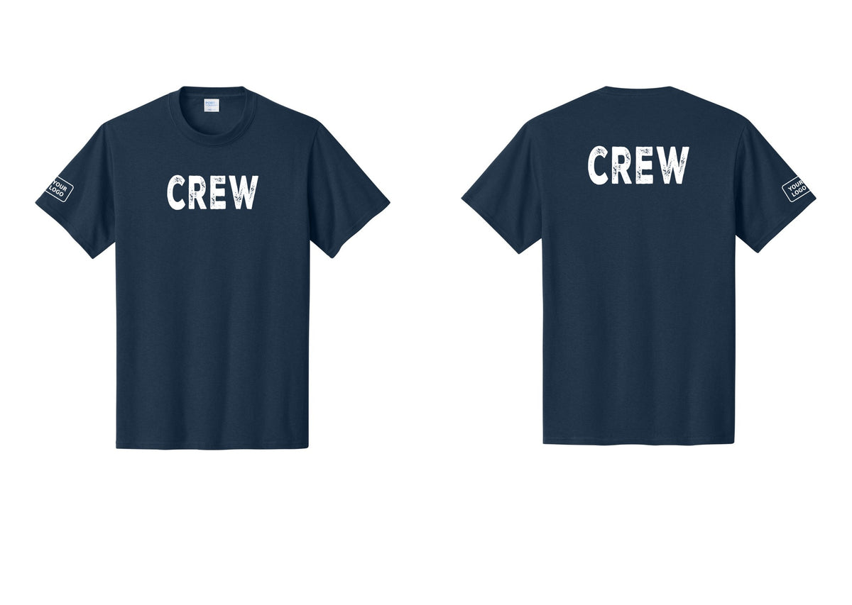 NYC Factory Custom Work Crew Uniform Tee with Your Logo (Rustic) - Front + Back + Your Logo Sleeve - Navy