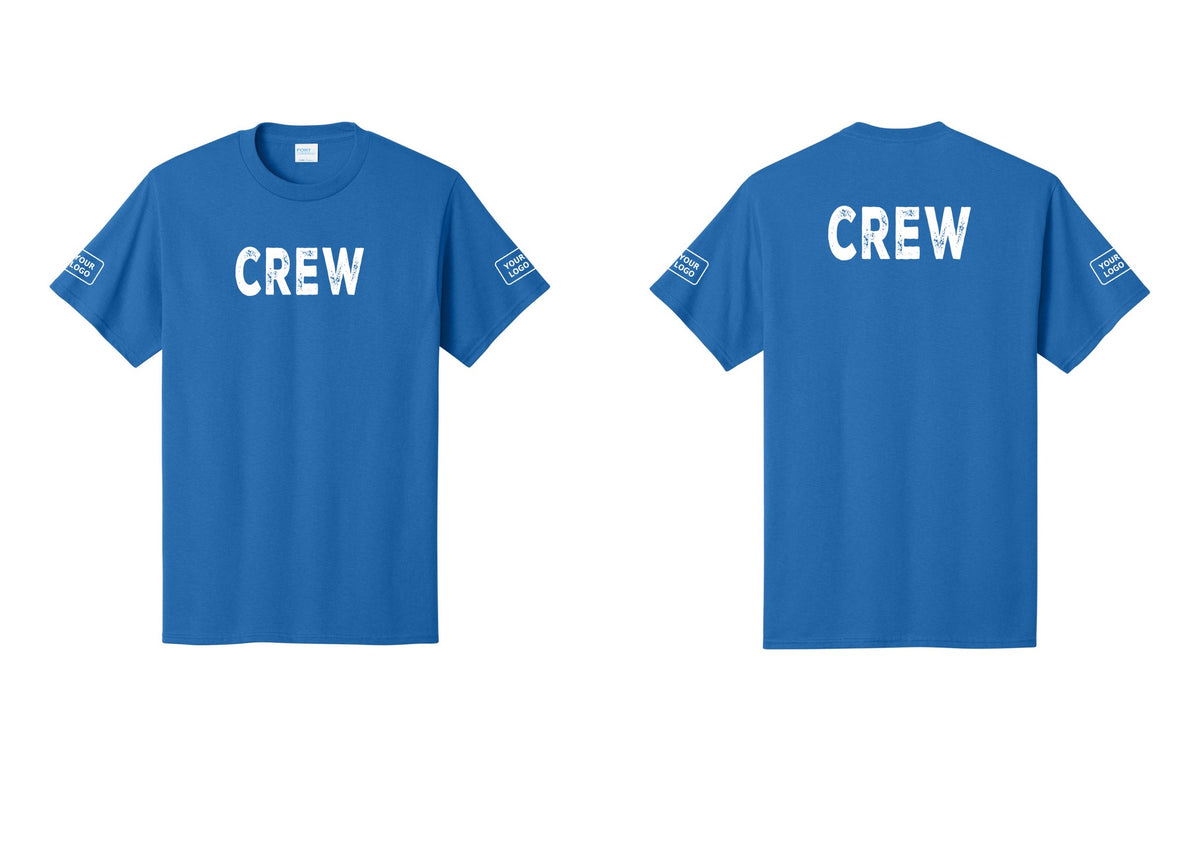 NYC Factory Custom Work Crew Uniform Tee with Your Logo (Rustic) - Front + Back + Your Logo Sleeves - Royal