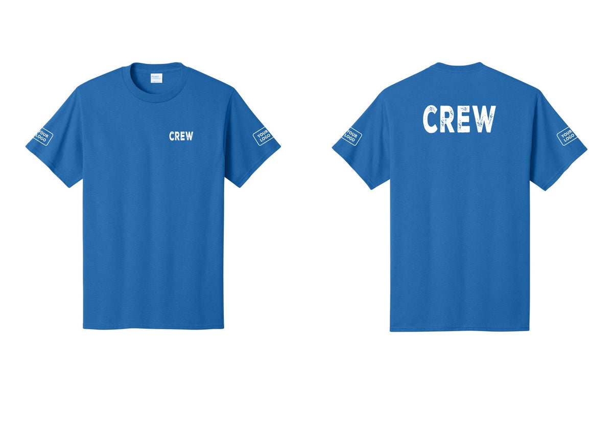 NYC Factory Custom Work Crew Uniform Tee with Your Logo (Rustic) - Chest + Back + Your Logo Sleeves - Royal