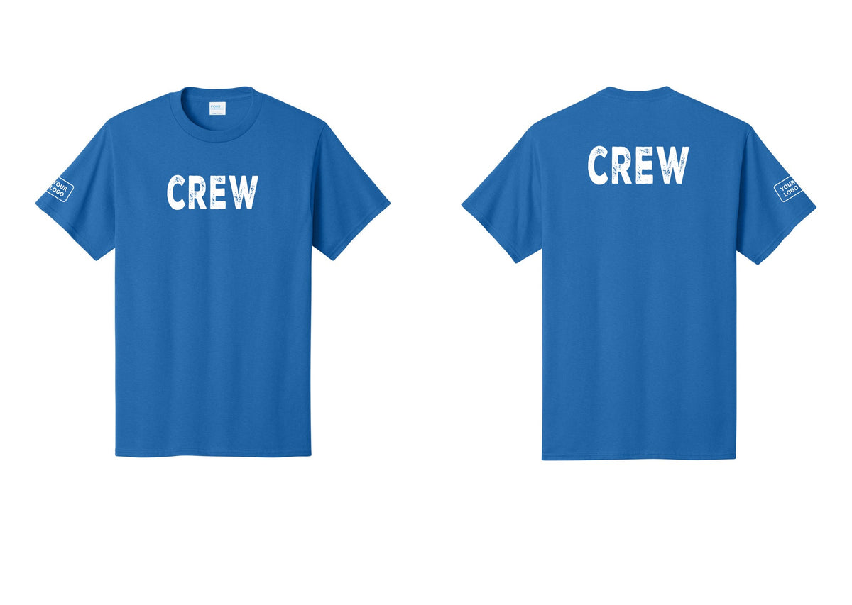 NYC Factory Custom Work Crew Uniform Tee with Your Logo (Rustic) - Front + Back + Your Logo Sleeve - Royal