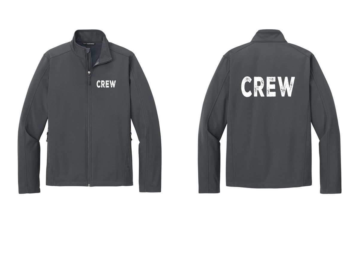 NYC Factory Crew Soft Shell Jacket for Event Staff & Production Teams (Rustic) - Chest + Back - Battleship Grey
