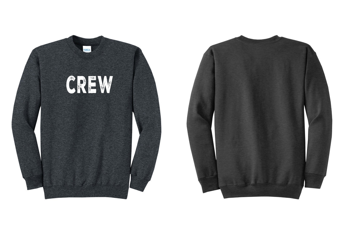 NYC Factory Crew Cotton Fleece Crewneck Sweatshirt for Event Staff & Production Teams (Rustic) - Front Only - Dark Heather Grey