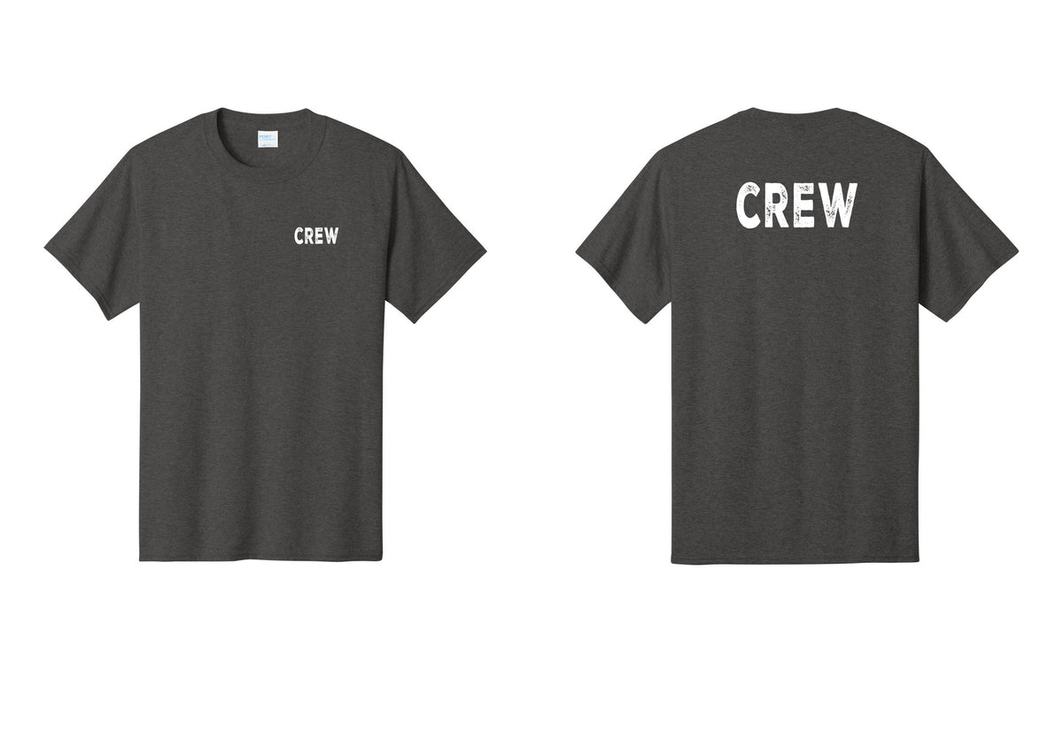 NYC Factory Crew T-Shirt, Rustic Lettering - Chest + Back - Dark Heather Grey