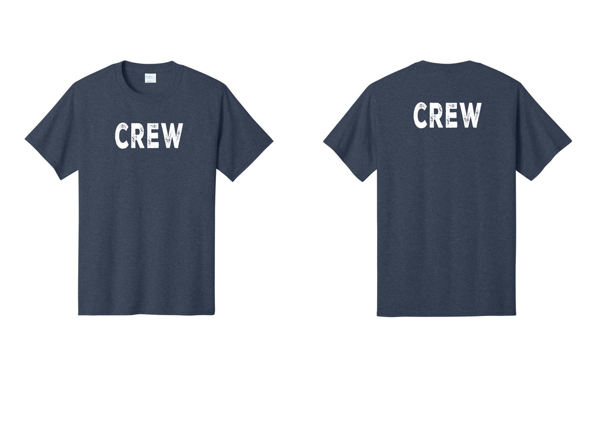 NYC Factory Crew T-Shirt, Rustic Lettering - Front + Back - Heather Navy
