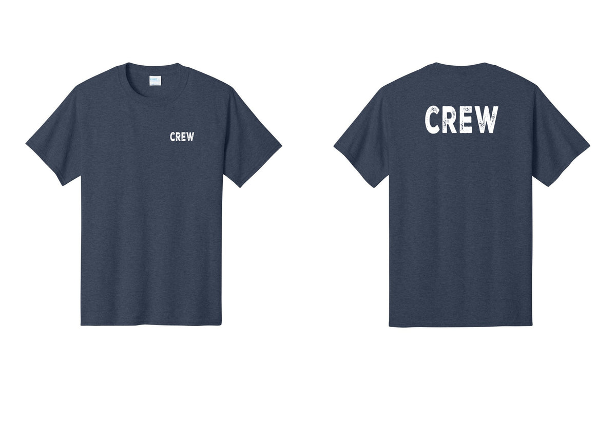 NYC Factory Crew T-Shirt for Event Staff & Production Teams (Rustic) - Chest + Back - Heather Navy