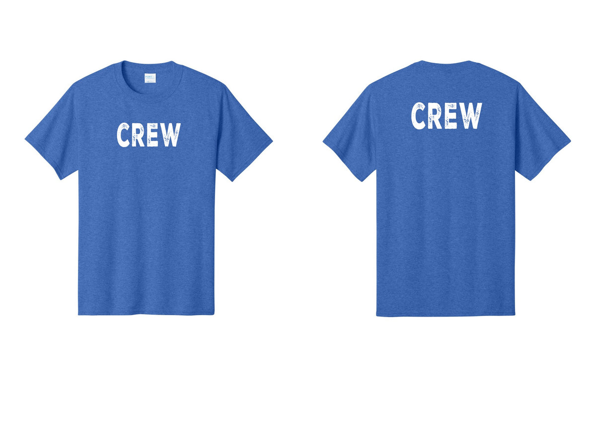NYC Factory Crew T-Shirt for Event Staff & Production Teams (Rustic) - Front + Back - Heather Royal