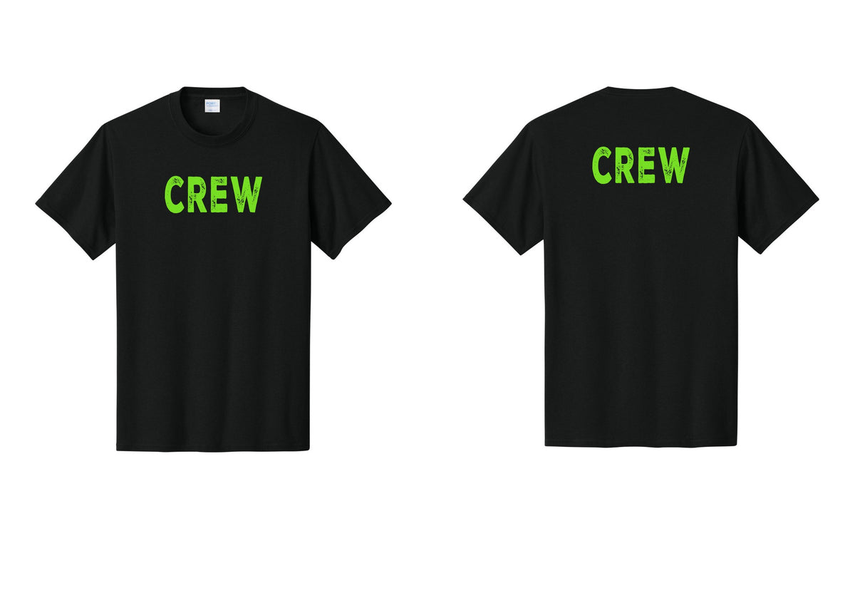 NYC Factory Crew T-Shirt, Rustic Lettering - Front + Back - Black / Neon