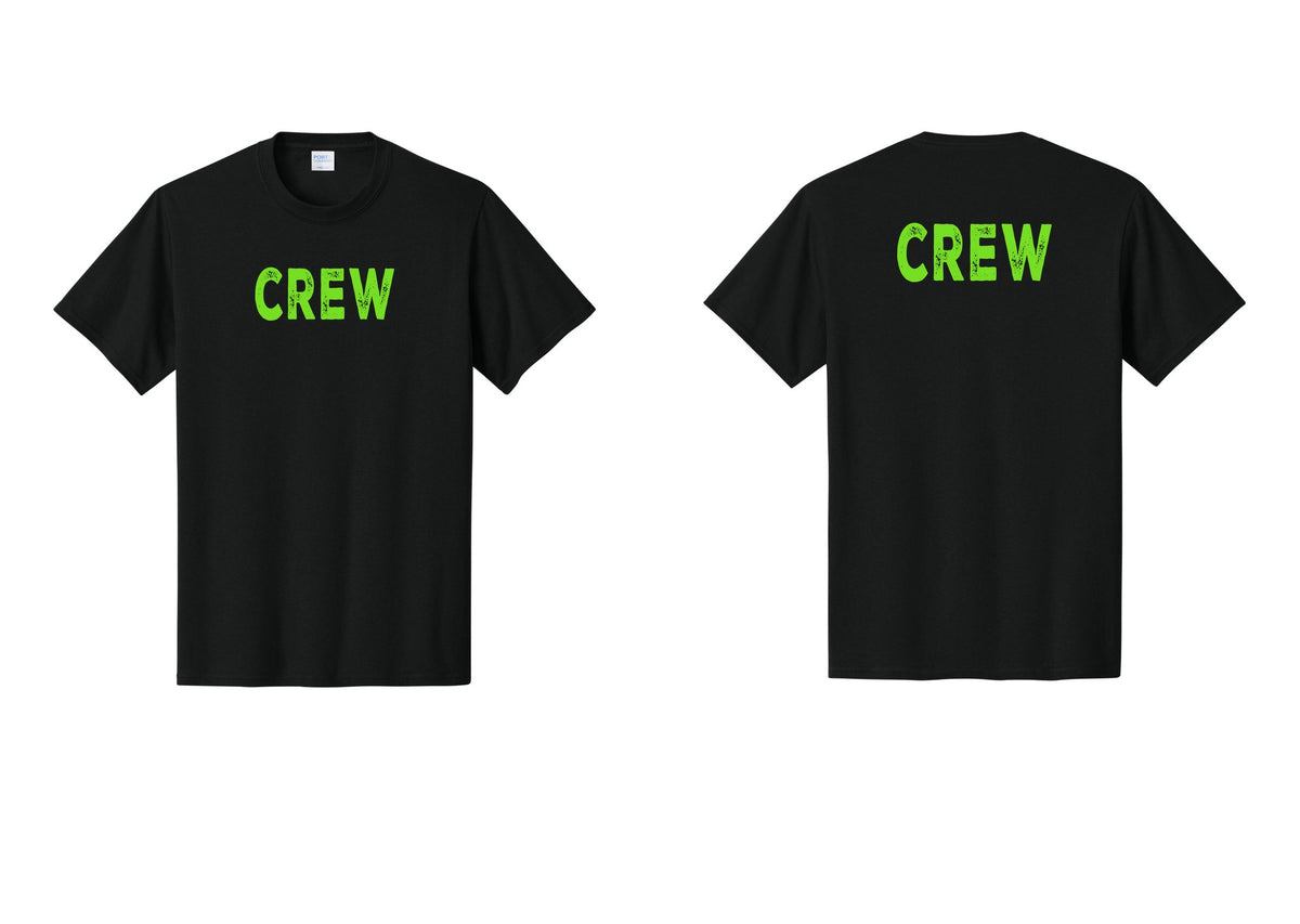 NYC Factory Crew T-Shirt for Event Staff & Production Teams (Rustic) - Front + Back - Black / Neon